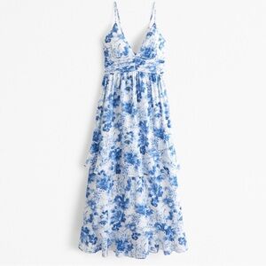 Abercrombie & Fitch White and Blue Floral Maxi Dress